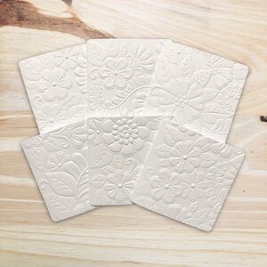 Handmade Embossed Mini Cards • 3x3 Cards • Embossed Floral • Mini Blank Cards